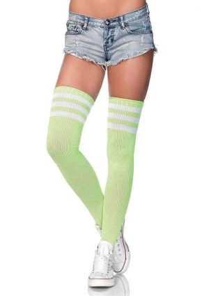 Leg Avenue Athlete Thigh Hi with 3 Stripe Top - O/S - Green