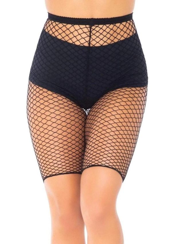 Leg Avenue Industrial Net Biker Shorts - O/S - Black