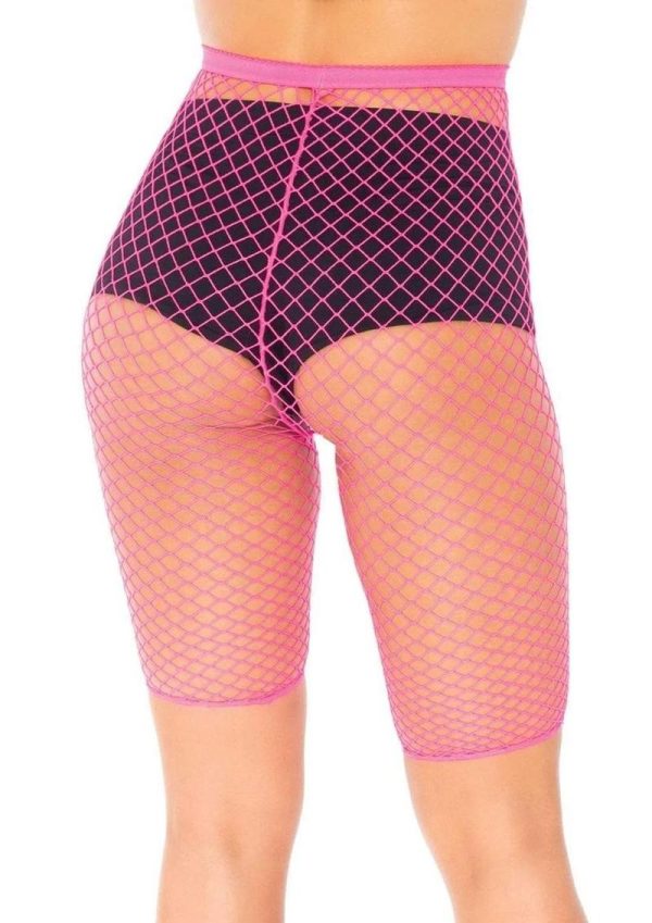 Leg Avenue Industrial Net Biker Shorts - O/S - Neon Pink