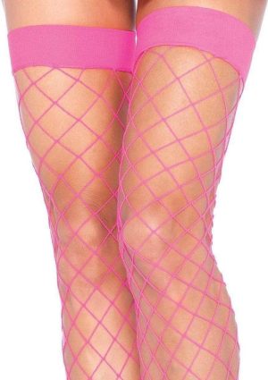 Leg Avenue Fence Net Thigh Highs - O/S - Pink