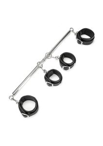 Lux Fetish 4 Cuff Expandable Spreader Bar Set - Black