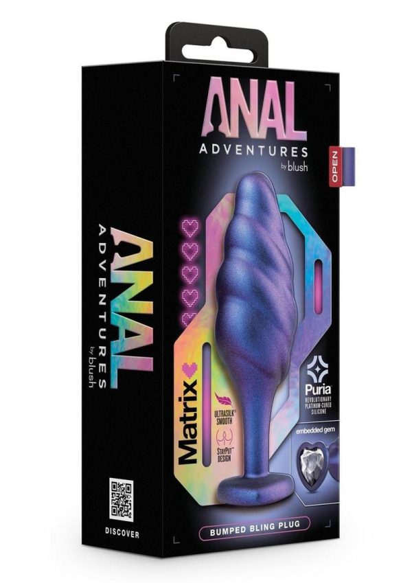 Anal Adventuers Matrix Bumped Bling Silicone Plug - Sapphire