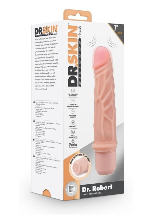 Dr. Skin Silicone Dr. Robert Vibrating Dildo 7in - Vanilla