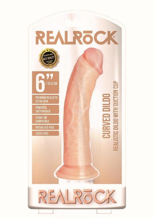 RealRock Curved Realistic Dildo with Suction Cup 6in - Vanilla