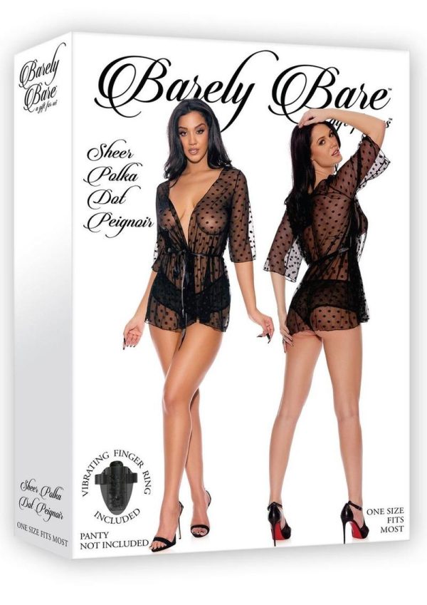 Barely Bare Sheer Polka Dot Robe - O/S - Black