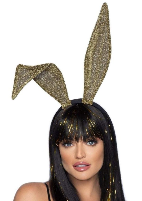 Leg Avenue Glitter Bunny Ears - O/S - Gold