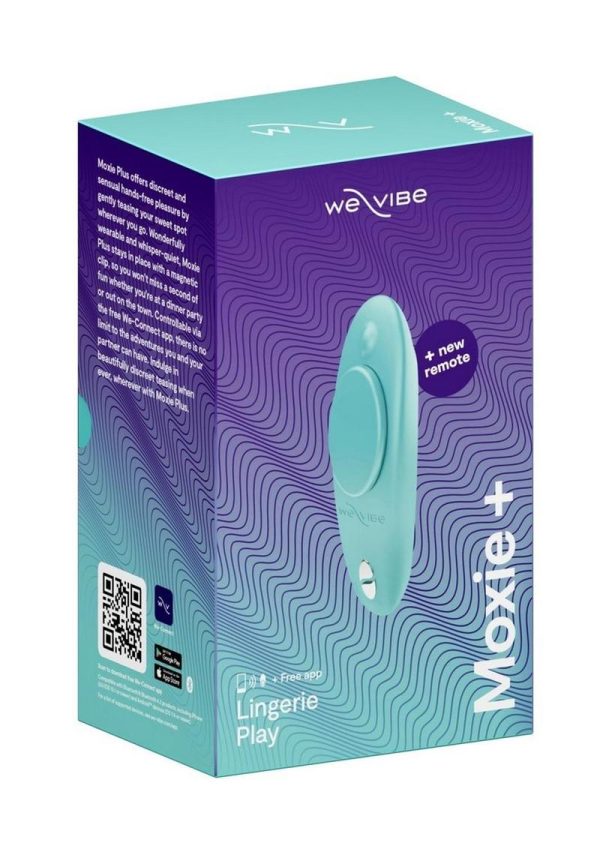 We-Vibe Moxie+ Wearable Rechargeable Silicone Panty Vibe Clitoral Stimulator with Remote - Aqua