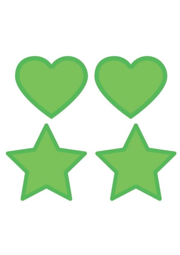 Peekaboo Glow In The Dark Hearts and Stars Pasties - Green