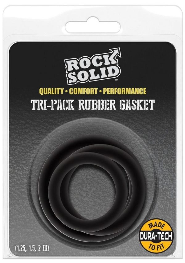 Rock Solid Tri-Pack Rubber Gasket Cock Ring - Black