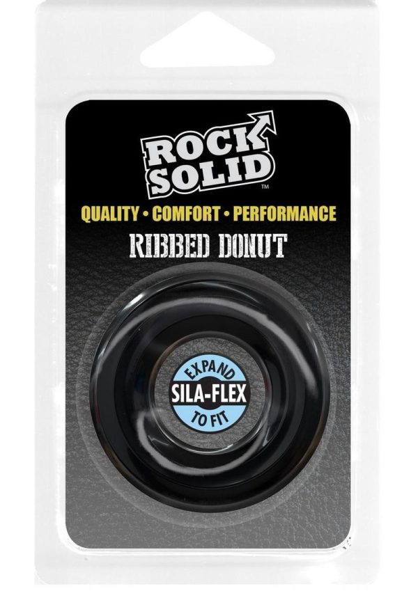 Rock Solid Ribbed Donut Silicone Cock Ring - Black