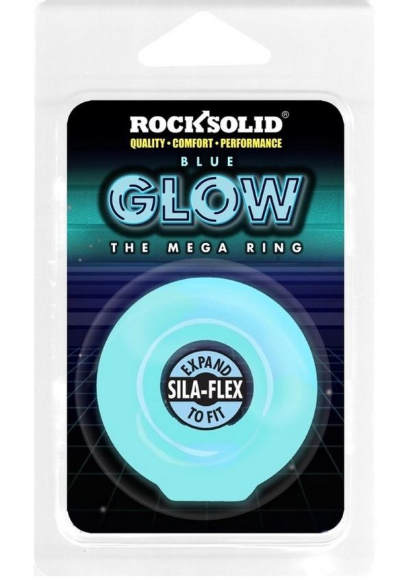 Rock Solid The Mega Ring Glow in the Dark Silicone Cock Ring - Blue