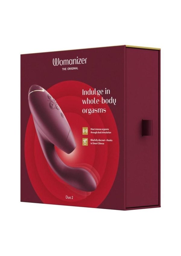 Womanizer Duo 2 Silicone Rechargeable Clitoral and G-Spot Stimulator - Bordeaux