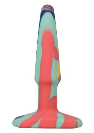 A-Play Groovy Silicone Anal Plug 4in - Orange/Teal