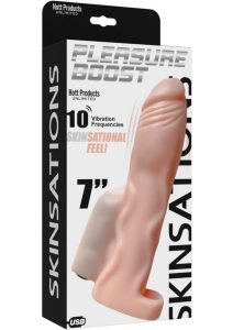 Skinsations Pleasure Boot Extreme Vibe Rechargeable Silicone Cock Sleeve - Vanilla