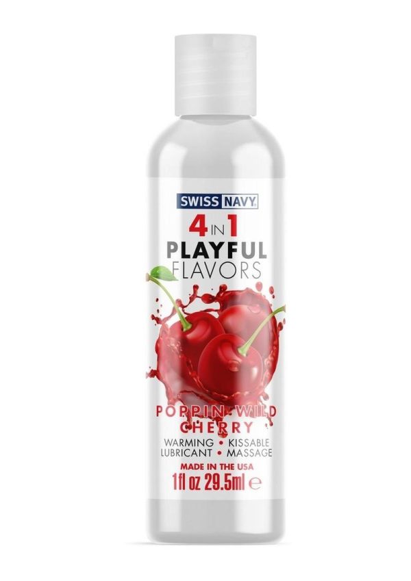 Swiss Navy 4 In 1 Flavored Lubricant 1oz - Poppin Wild Cherry