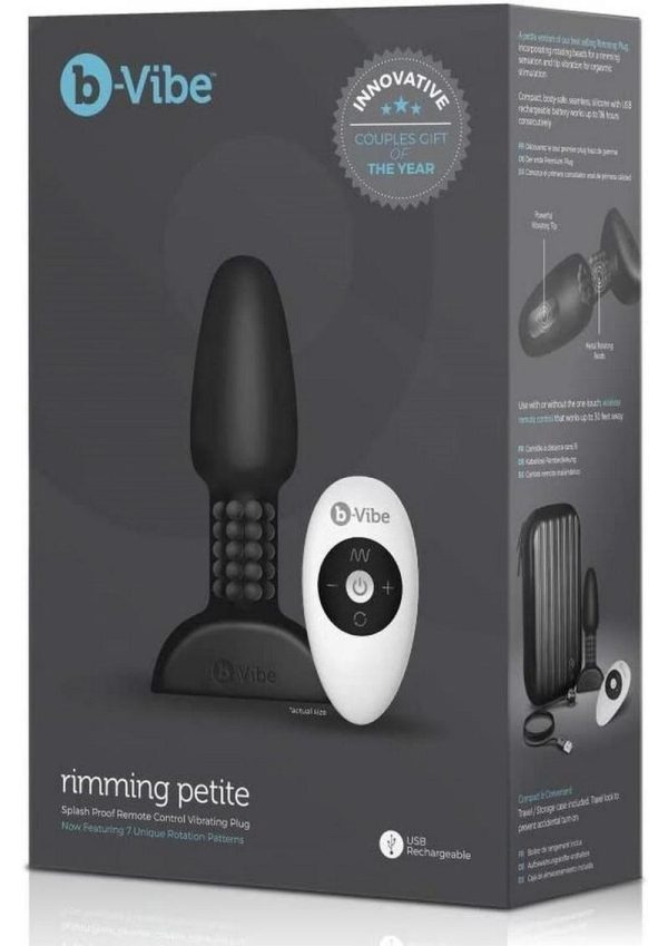 B-Vibe Rimming Petite Rechargeable Silicone Anal Plug with Remote Control - Black