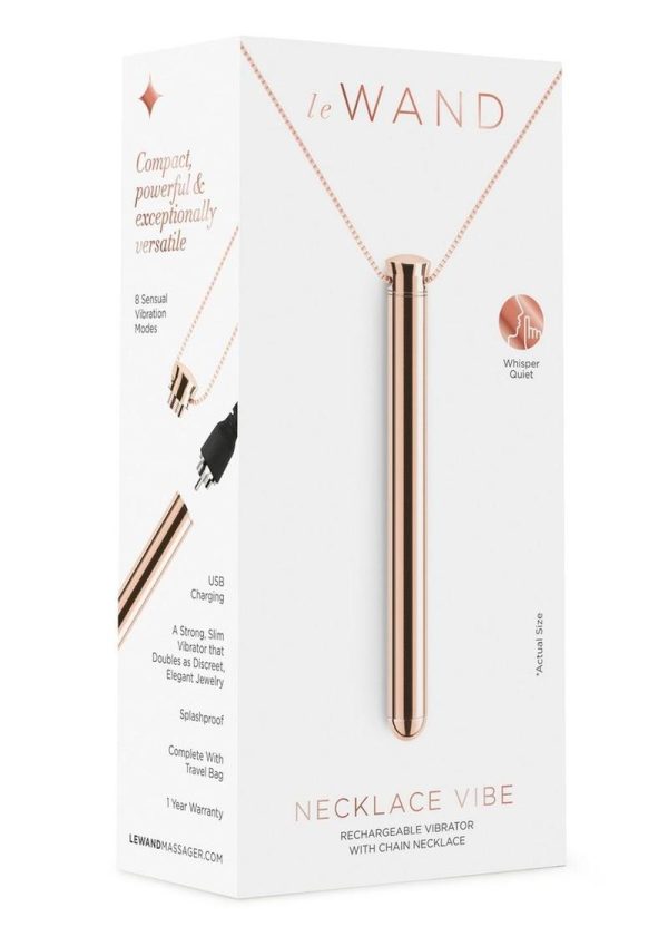 Le Wand Vibrating Necklace Rechargeable Silicone Discreet Vibrator - Rose Gold