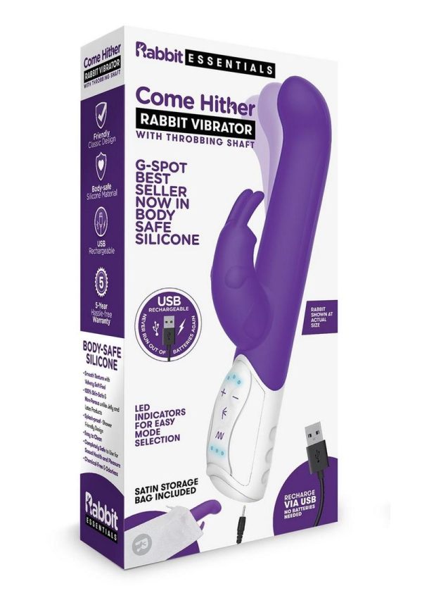 Rabbit Essentials Silicone Rechargeable Come Hither G-Spot Rabbit - Purple