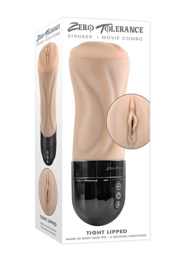 Zero Tolerance Tight Lipped Rechargeable Pussy Masturbator - Vanilla