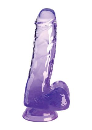 King Cock Clear Dildo with Balls 6in - Purple