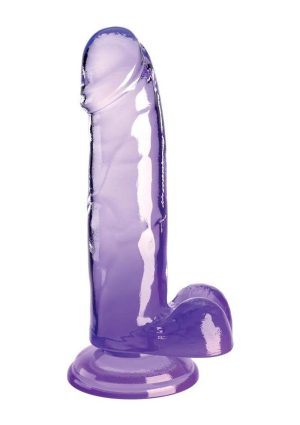 King Cock Clear Dildo with Balls 7in - Purple