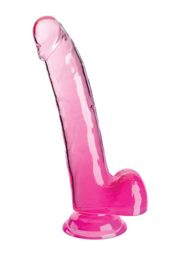 King Cock Clear Dildo with Balls 9in - Pink