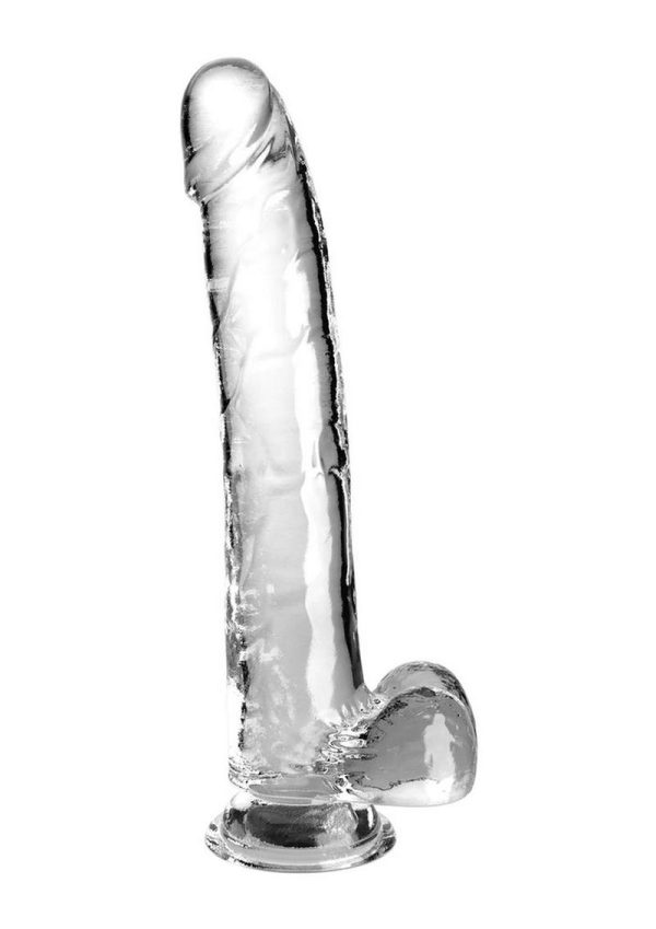 King Cock Clear Dildo with Balls 11in - Clear