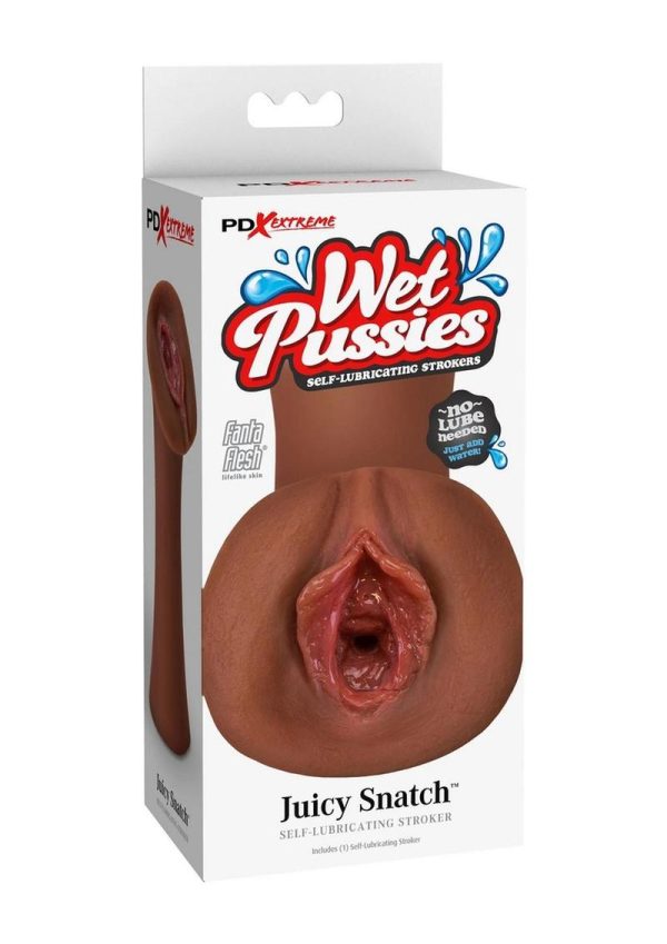 PDX Extreme Wet Pussies Juicy Snatch Self Lubricating Stroker - Chocolate