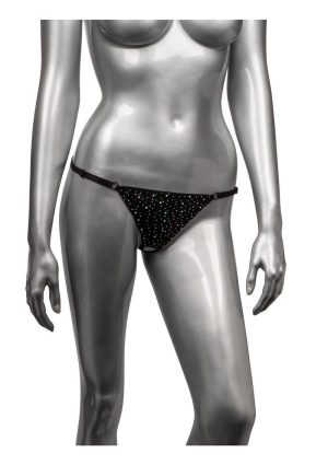 Radiance Crotchless Thong - Plus Size - Black