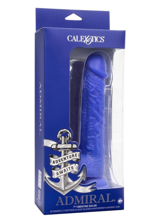 Admiral Vibrating Sailor Rechargeable Silicone Dildo 7in - Blue