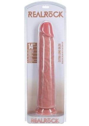 RealRock Ultra Realistic Skin Extra Large Straight Dildo with Suction Cup 14in - Vanilla