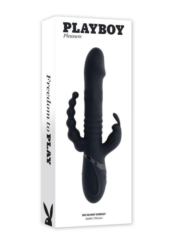 Playboy Big Bunny Energy Rechargeable Silicone Rabbit Vibrator - Black