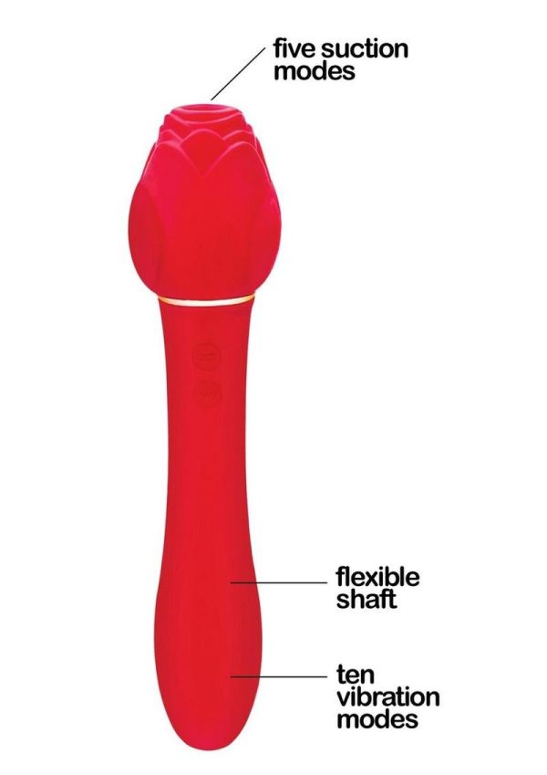 Wild Rose Rechargeable Silicone Suction + Vibrator - Red