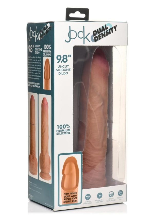 Jock Dual Density Uncut Dildo with Balls 9.8in - Caramel