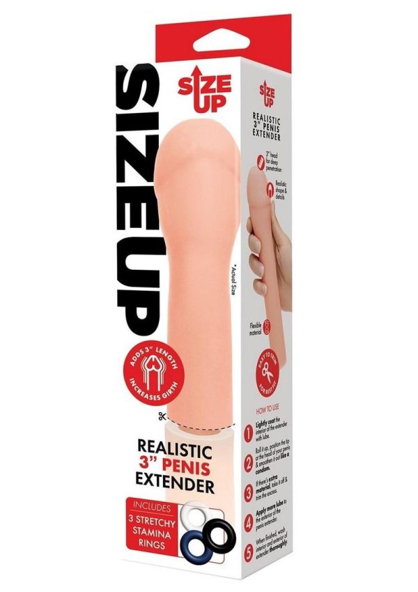 Size Up Extra Realistic Penis Extender 3in - Vanilla