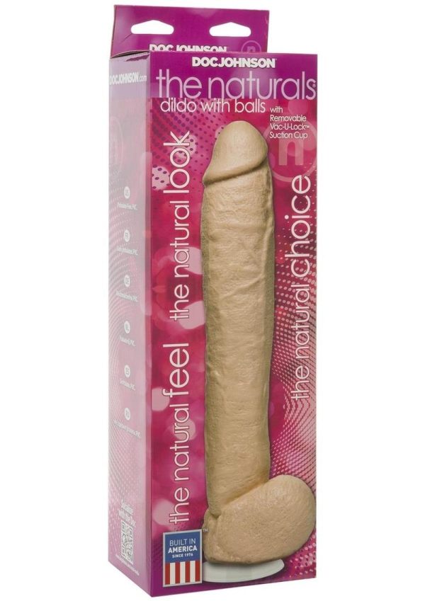 The Naturals Dildo with Balls 12in - Vanilla