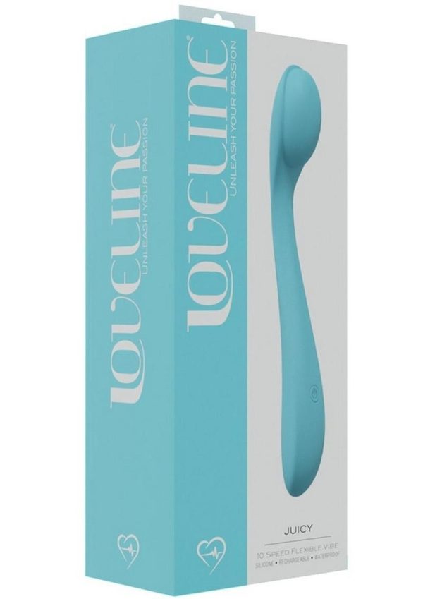 LoveLine Juicy Silicone Rechargeable 10 Speed Flexible Vibrator - Blue