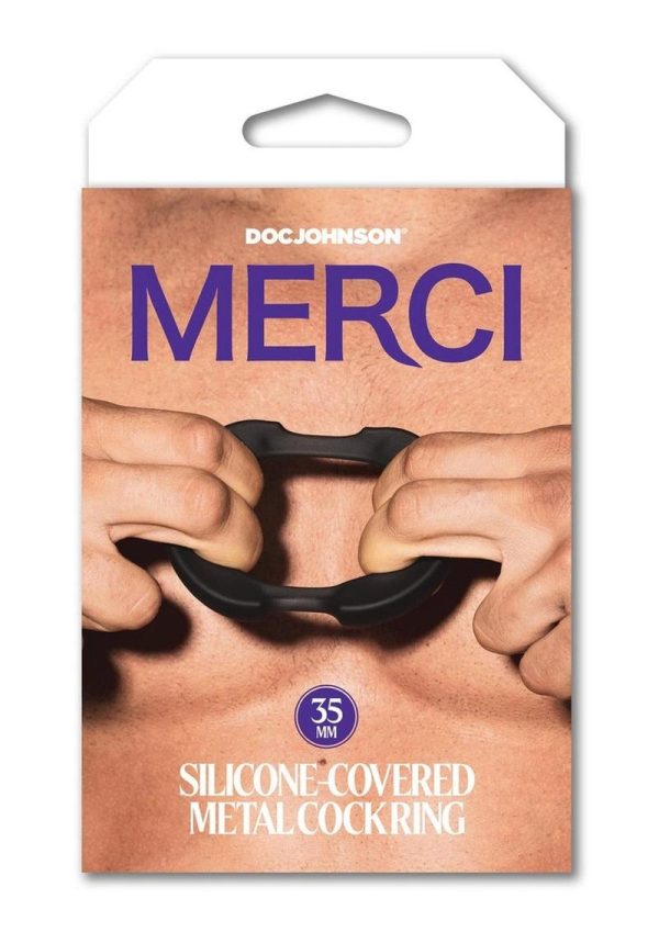 Merci Silicone Covered Metal Cock Ring 35mm - Black