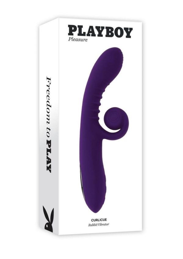 Playboy Curlicue Rechargeable Silicone Rabbit Vibrator - Purple