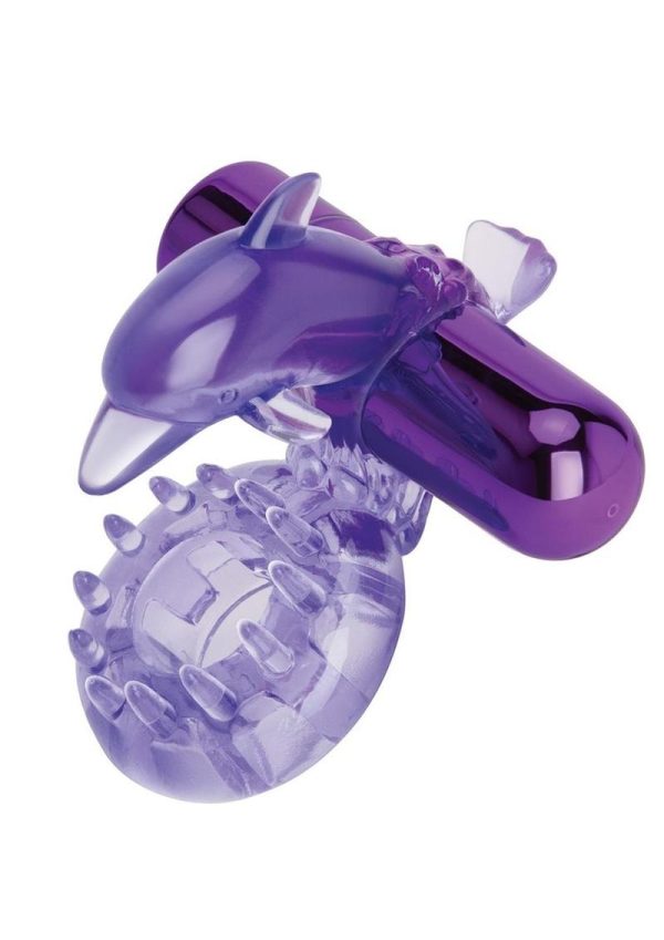 Bodywand Rechargeable Silicone Dancing Dolphin Ring - Purple