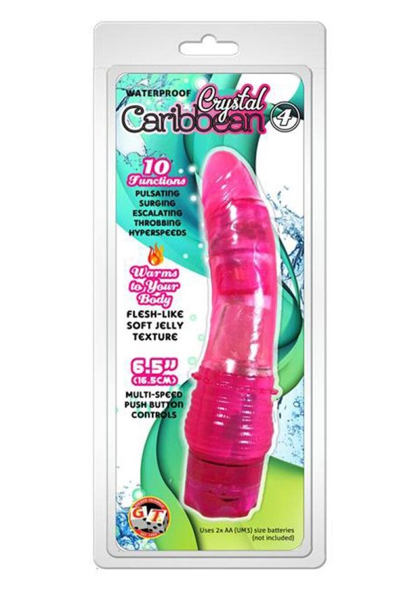 Crystal Caribbean Number 4 Jelly Vibrator 6.5in - Pink