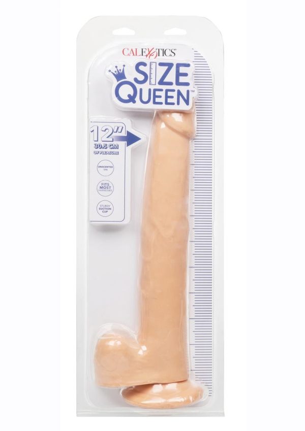 Size Queen Dildo with Balls 12in - Vanilla