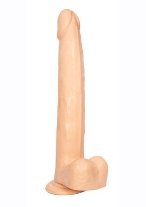 Size Queen Dildo with Balls 12in - Vanilla