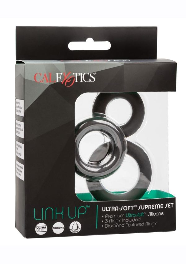 Link Up Ultra Soft Supreme Set Silicone Cock Rings (Set of 3) - Black