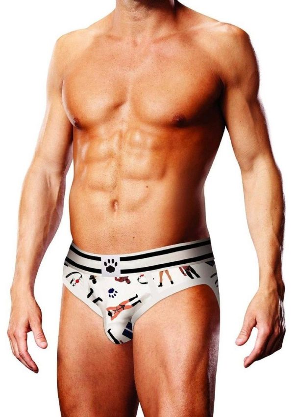 Prowler Leather Pride Brief - XSmall - White/Black