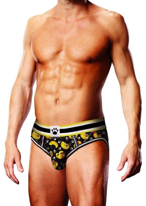 Prowler BDSM Rubber Ducks Open Brief - XSmall - Black/Yellow