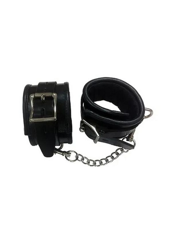 Padded Leather Wrist Cuffs - Black