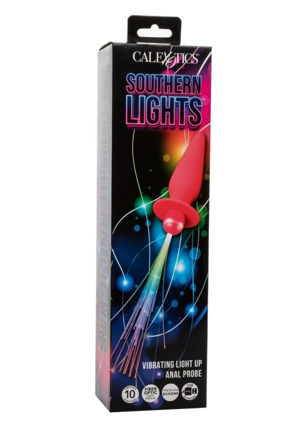 Southern Lights Rechargeable Silicone Vibrating Light Up Anal Probe - Pink