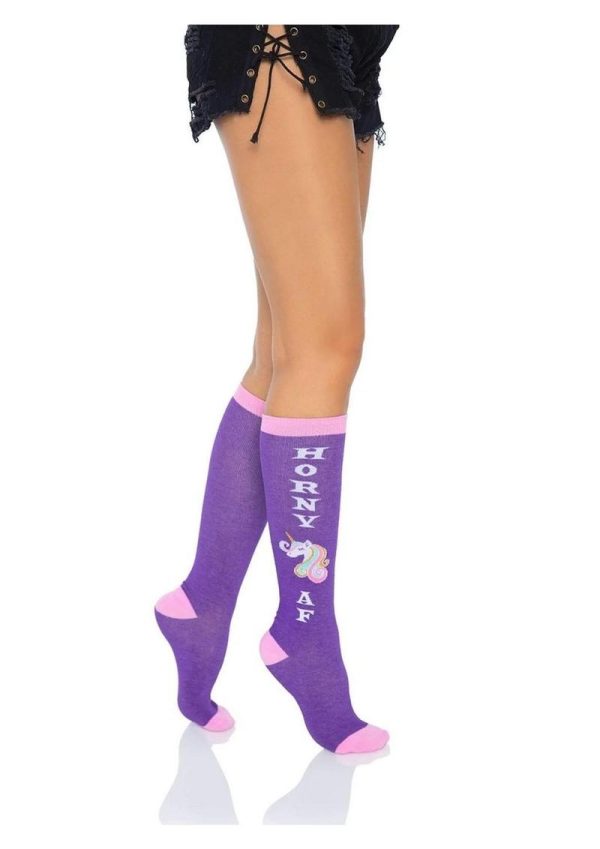 Leg Avenue Horny AF Knee Socks - O/S - Multicolor