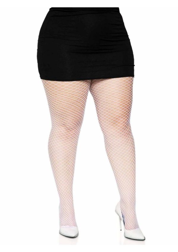 Leg Avenue Spandex Industrial Net Tights - 1X-2X - White